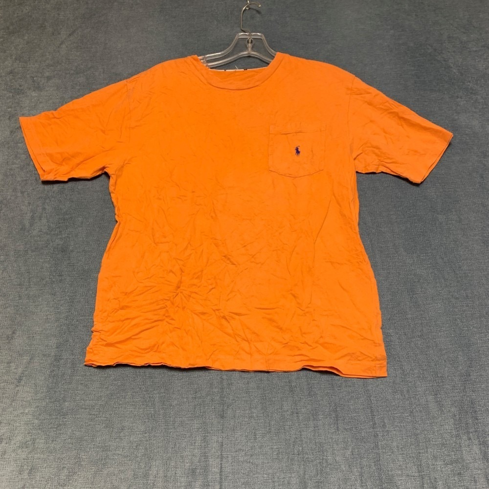 Polo Ralph Lauren T Shirt Mens S Orange Embroidered Logo Chest Pocket Short